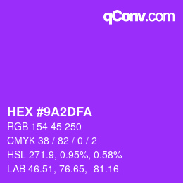 Color code: HEX #9A2DFA | qconv.com