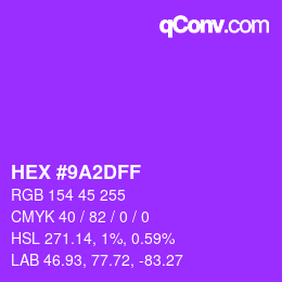 Color code: HEX #9A2DFF | qconv.com