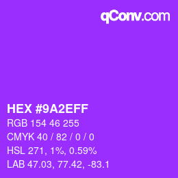 Color code: HEX #9A2EFF | qconv.com