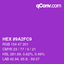 Color code: HEX #9A2FC9 | qconv.com