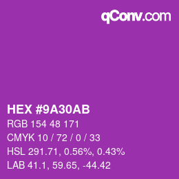 Color code: HEX #9A30AB | qconv.com