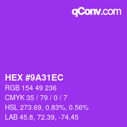 Color code: HEX #9A31EC | qconv.com