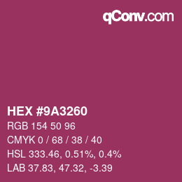 颜色代码: HEX #9A3260 | qconv.com