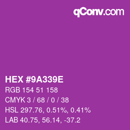 Color code: HEX #9A339E | qconv.com