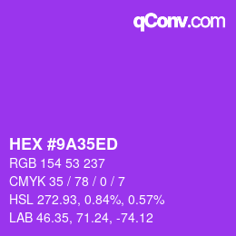 Color code: HEX #9A35ED | qconv.com