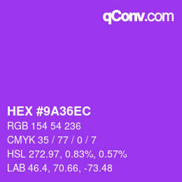 Color code: HEX #9A36EC | qconv.com