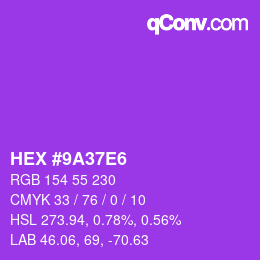 Color code: HEX #9A37E6 | qconv.com