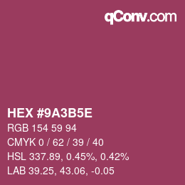 Color code: HEX #9A3B5E | qconv.com