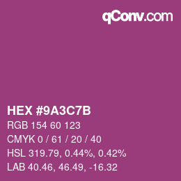 Color code: HEX #9A3C7B | qconv.com