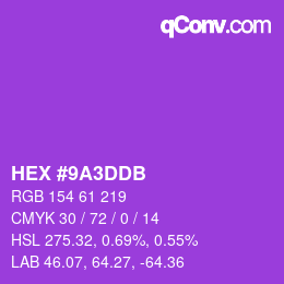 Color code: HEX #9A3DDB | qconv.com
