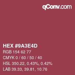 Color code: HEX #9A3E4D | qconv.com