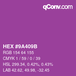 Color code: HEX #9A409B | qconv.com