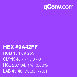 Color code: HEX #9A42FF | qconv.com