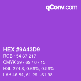 Color code: HEX #9A43D9 | qconv.com