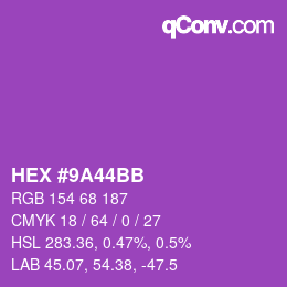 Color code: HEX #9A44BB | qconv.com