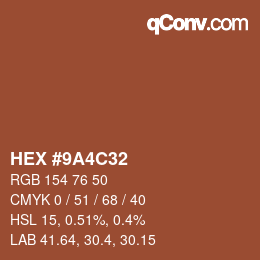 Color code: HEX #9A4C32 | qconv.com