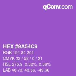 Color code: HEX #9A54C9 | qconv.com