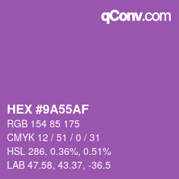 Color code: HEX #9A55AF | qconv.com