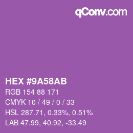 Color code: HEX #9A58AB | qconv.com