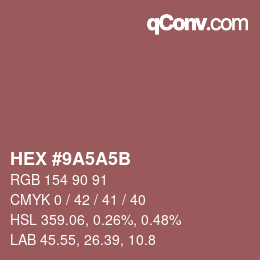 Color code: HEX #9A5A5B | qconv.com
