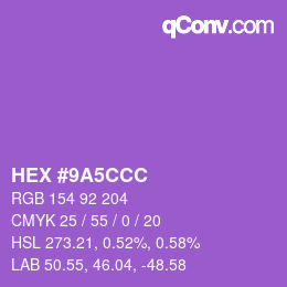 颜色代码: HEX #9A5CCC | qconv.com