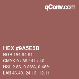 Color code: HEX #9A5E5B | qconv.com