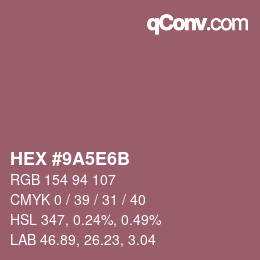 Color code: HEX #9A5E6B | qconv.com