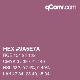 Color code: HEX #9A5E7A | qconv.com