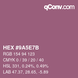 Color code: HEX #9A5E7B | qconv.com