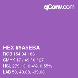 Color code: HEX #9A5EBA | qconv.com