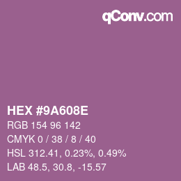 Color code: HEX #9A608E | qconv.com