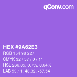 Color code: HEX #9A62E3 | qconv.com