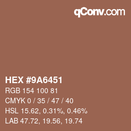 Código de color: HEX #9A6451 | qconv.com