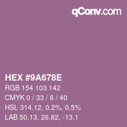 颜色代码: HEX #9A678E | qconv.com