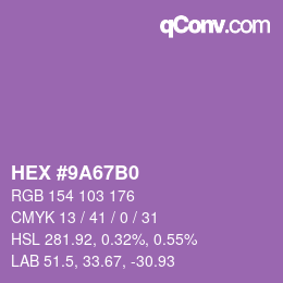 Color code: HEX #9A67B0 | qconv.com