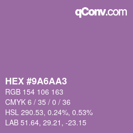 Color code: HEX #9A6AA3 | qconv.com