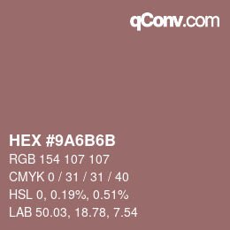 Color code: HEX #9A6B6B | qconv.com