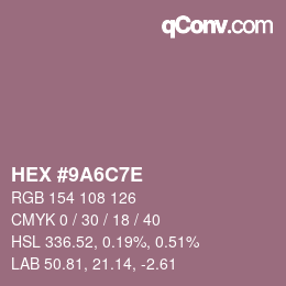 Color code: HEX #9A6C7E | qconv.com