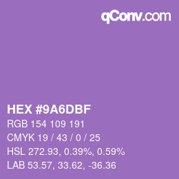 Color code: HEX #9A6DBF | qconv.com