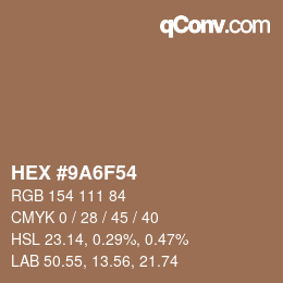 Color code: HEX #9A6F54 | qconv.com
