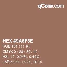 Farbcode: HEX #9A6F5E | qconv.com
