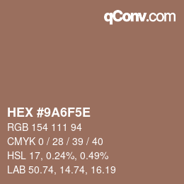 Farbcode: HEX #9A6F5E | qconv.com