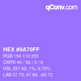 Color code: HEX #9A70FF | qconv.com