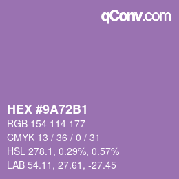 Farbcode: HEX #9A72B1 | qconv.com
