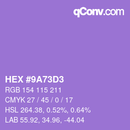 Color code: HEX #9A73D3 | qconv.com