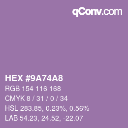 Color code: HEX #9A74A8 | qconv.com