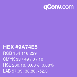 Color code: HEX #9A74E5 | qconv.com