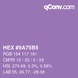 Color code: HEX #9A75B5 | qconv.com