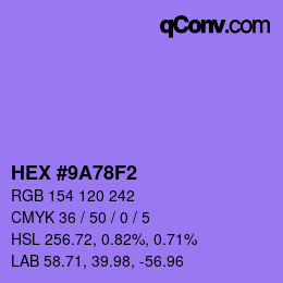 颜色代码: HEX #9A78F2 | qconv.com