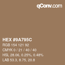 Color code: HEX #9A795C | qconv.com